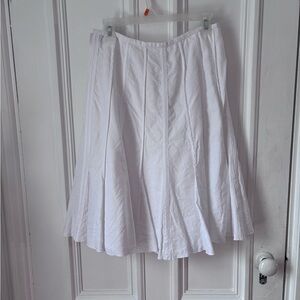 Women’s Willi Smith 100% Linen Lined White Pleated Midi Skirt Size 8